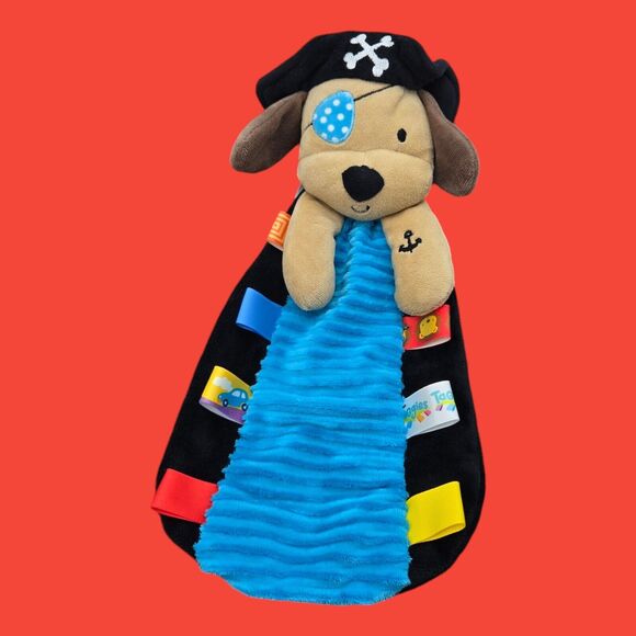 Taggies Pirate Puppy Dog Security Lovey Plush Baby Toy Rattle Satin Tactile Tags - Picture 3 of 8